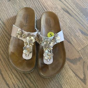 Golden slip on sandal